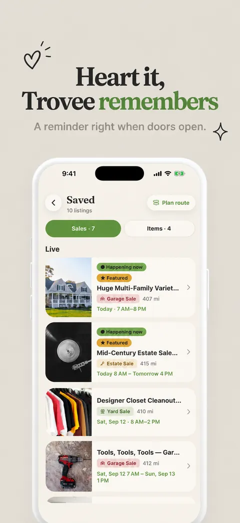 Trovee — Saved: Heart it, Trovee remembers.